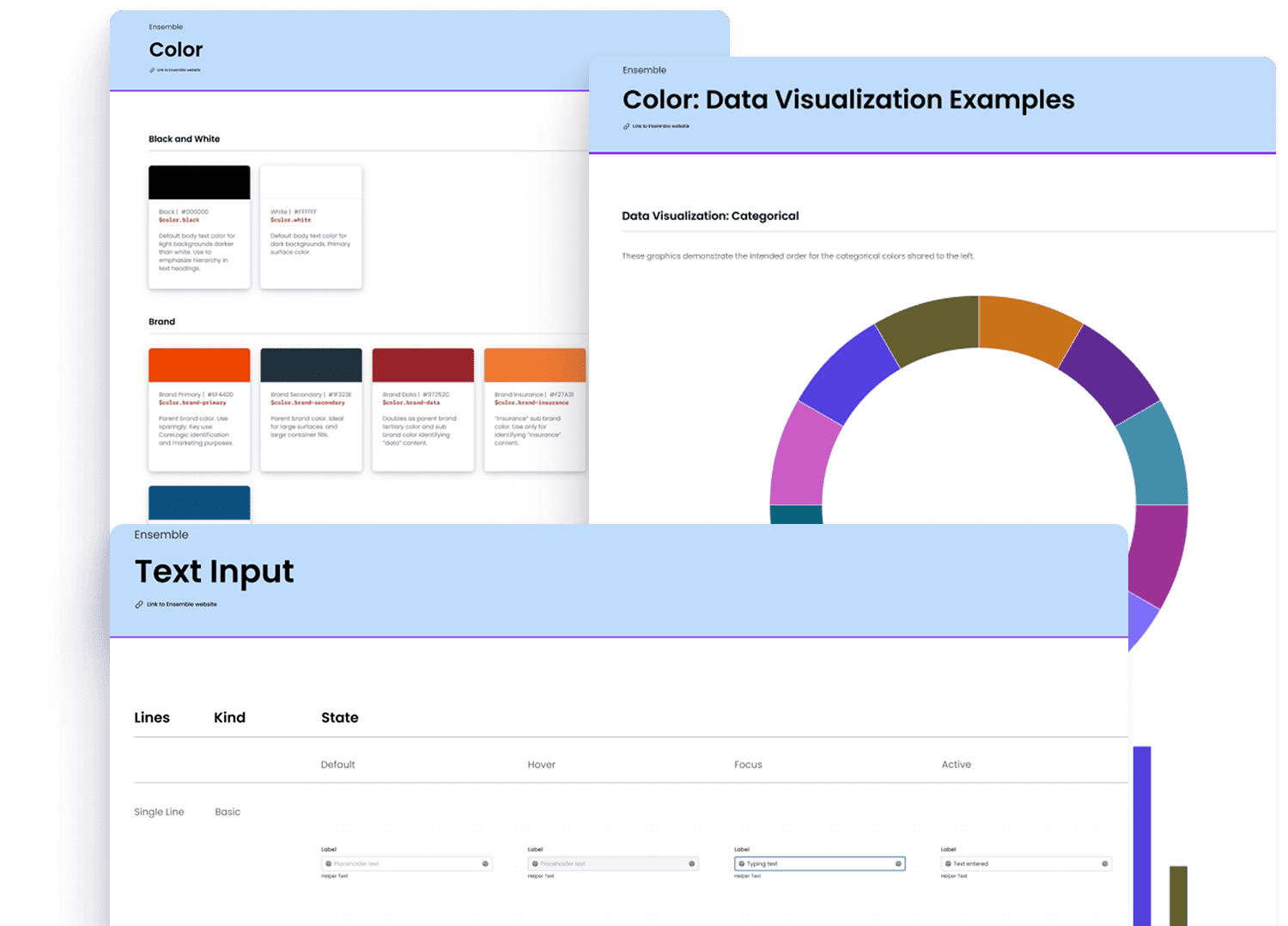 Cotality Ensemble design system color and component examples