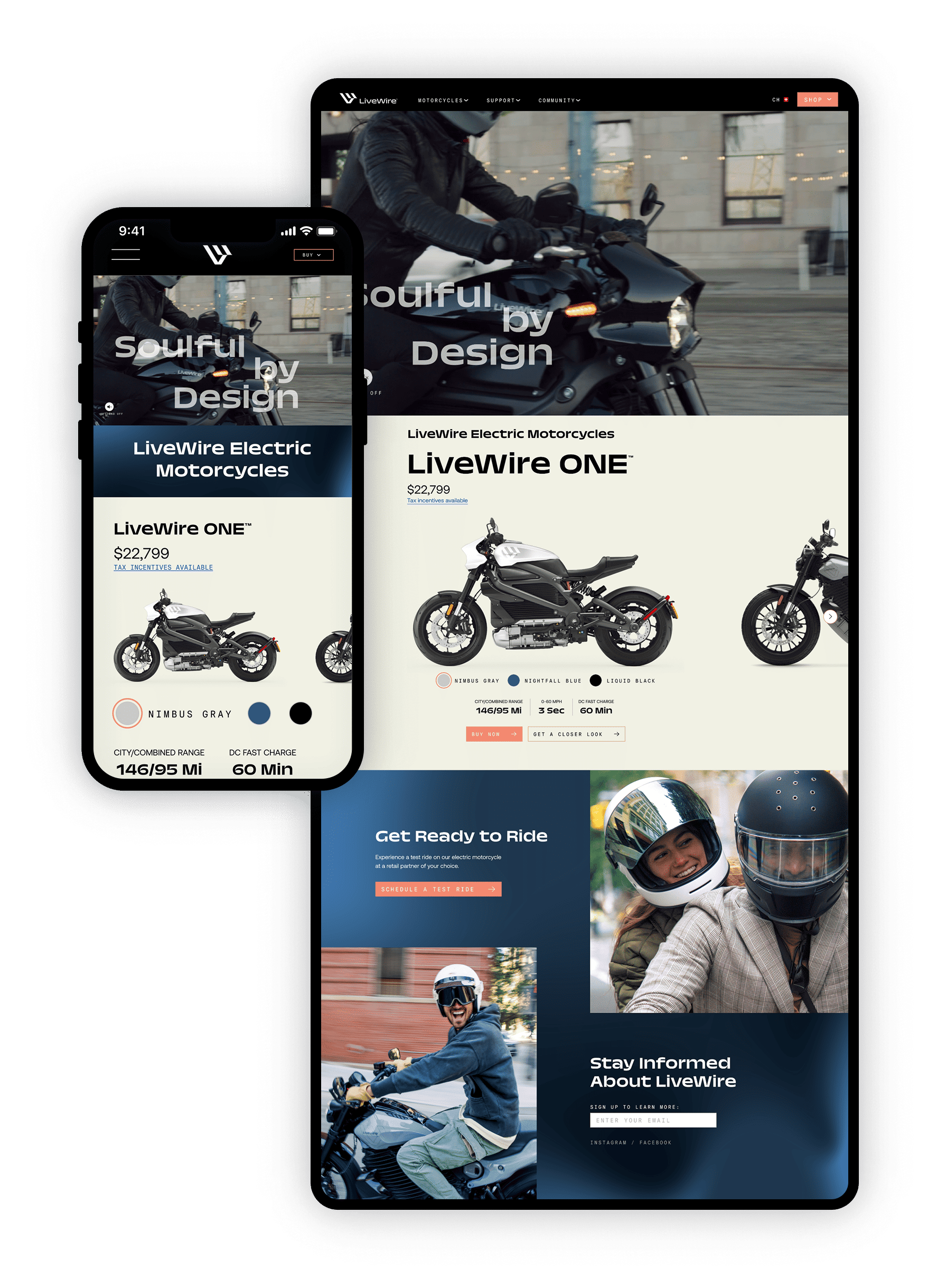 LiveWire app design exploration and page layouts