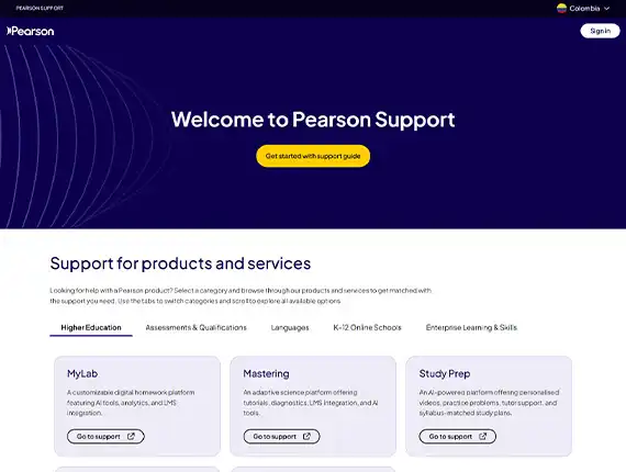 Pearson Customer Support Page Experience Redesign